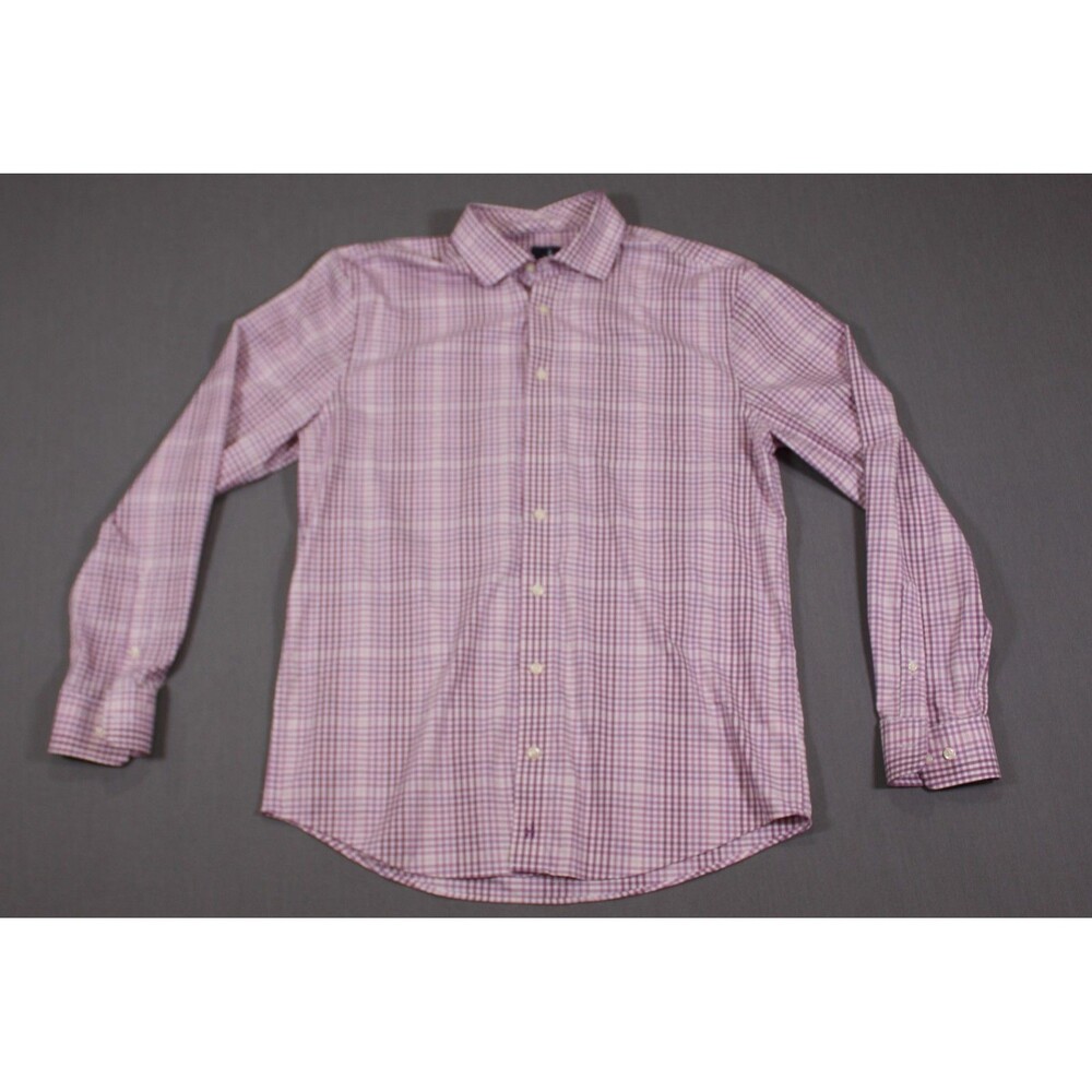 Johnnie O Prep Formance Shirt Long Sleeve Button Down Purple gGingham Sz M